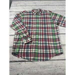 Brooks Brothers 346 Original Polo Shirt Red/Blue Plaid Button Down Long Sleeve M